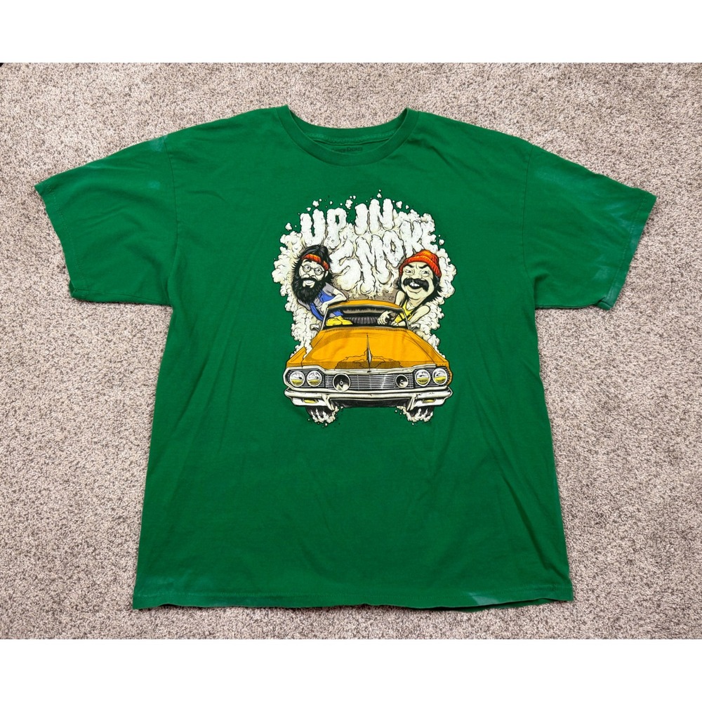 Cheech & Chong Up in Smoke Graphic T-Shirt‎ Mens XL Green Movie Promo Tee